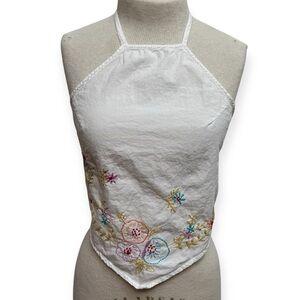 Vintage 90s Charlotte Russe Embroidered Halter Handkerchief Top